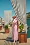 Lace Detailed Dress with Buttons and Tie at the Waist, Lined Inside, Pink - 8