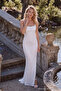 Beyaz Degaje Yaka Shift/Düz Kesim Maxi Örme Abiye & Mezuniyet Elbisesi TPRSS26AE00154 - 2