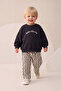 Baby Boy Top and Bottom Set with Wavy Stripes and Embroidery Detail