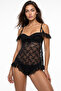 Siyah Tül Kol Detaylı Babydoll/Fantezi Gecelik THMSS26LL00004