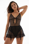 Black Tulle Skirted 2-Piece Polka Dot Bodysuit Thmss26Bd00018