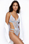 Mavi Tül Çiçekli Fitted Kapsız Fantezi Body THMSS26BD00015 - 2