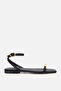 Women's Black Gold Accessory Detail Thin Strap Flat Sandals