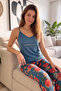Petrol Season Printed Rope Strap Knitted Women's Pajama Set - 4