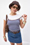 Dark Blue High Elastic Waist Mini 100% Cotton Non-Stretch Denim Shorts Skirt Tbbss26Ap00057 - 4
