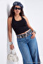 Black Viscose Ribbed Accessory Detailed Knitted Plus Size Blouse Tbbss26Af00063 - 5