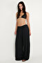 Women's Black Knitted Trousers Premium Viscose Soft Textured Standard Fit with Pockets Elastic Waist Comfortable - 5