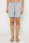 Women's Gray Melange Knitted Stretch Shorts Soft Textured Standard Fit Elastic Waist Comfortable with Pockets - 3