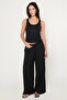 Women's Black Knitted Trousers Premium Viscose Soft Textured Standard Fit with Pockets Elastic Waist Comfortable - 7