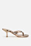 Women's Mink Brown Flip Flops with Cross Straps and Thin Heels, Black and White