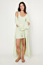 Women's Mint Stretchy Kimono Premium Viscose Soft Textured Comfortable Standard Fit Shawl Collar - 3