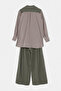 Khaki Jacket Collared Long Sleeve Shirt Top Elastic Waist Bottom Double Suit Tdrss26Au00068 - 6