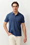 Indigo Regular/Normal Kesim Dokulu Polo Yaka T-Shirt TMNSS24PO00043 - 2