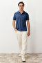 Indigo Regular/Normal Kesim Dokulu Polo Yaka T-Shirt TMNSS24PO00043 - 3