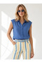Women's Indigo Sleeveless Viscose Shirt GML-19000631 - 2