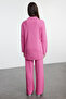 Pembe Polo Yaka Ftilli Triko Alt-Üst Takım TCTAW25US00044 - 5