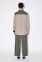 Khaki Jacket Collared Long Sleeve Shirt Top Elastic Waist Bottom Double Suit Tdrss26Au00068 - 4