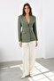 Haki Fitted/Bele Oturan Dokuma Blazer Ceket TWOAW26BC00000 - 2