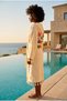 Women's Ecru Colored Back Floral Patterned Peshtemal Bathrobe - 4