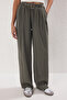 Haki Modal Yumuşak Tuşeli Kemerli Wide Leg/Geniş Paça Pantolon TWOSS25PL00112 - 2
