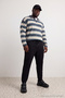 Black Plus Size Regular/Normal Cut Rubber Leg Jogger Fleece Sweatpants Tmnaw24Aj00002