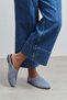 Palya Baby Blue Suede Studded Genuine Leather Flat Sole Women's Slippers - 7