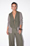 Khaki Jacket Collared Long Sleeve Shirt Top Elastic Waist Bottom Double Suit Tdrss26Au00068 - 2