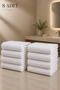 8 Pieces Hotel Towels White 50X85 cm 200 Grams Bukle - Armür Hand Face Towel