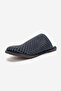 Melara Denim Blue Suede Genuine Leather Perforated Closed-Front Women's Slippers - 6