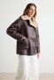 Dark Brown Oversize Plush Detailed Coat Twoaw27Aw00005