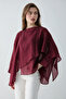 Burgundy Oversize Slim Draped Woven Blouse Twoss26Bz00653 - 2