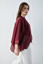Burgundy Oversize Slim Draped Woven Blouse Twoss26Bz00653 - 3