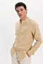 Men's Slim Fit Slim Fit Long Sleeve 100% Cotton Linen Texture Prevailing Collar Beige Shirt - 3