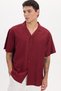 Men's oversized wide-cut 100% cotton striped short sleeve polo shirt - burgundy - 8