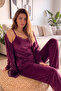 Plum Garnet Exclusive Velvet Women's Pajama Set with Robe - 5