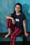Navy Blue Bear Short Sleeve Mother Daughter Family Pajamas Kids Set - 2