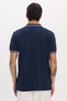 Men's slim fit 100% cotton short sleeve navy blue polo collar t-shirt with zipper - 7