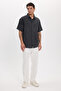 Men's Relax Fit Comfortable Cut Short Sleeve 100% Cotton Single Pocket Gray Shirt - 2