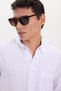 Men's Relax Fit Comfortable Cut Striped Pocketed Muslin Fabric Linen Textured Long Sleeve White Shirt - 5