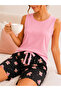 Women's Sleeveless Viscose Fabric Pajama Set with Bermuda Shorts - 3