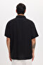 Men's Relax Fit Comfortable Cut Viscose Fabric Striped Short Sleeve Black Shirt - 8