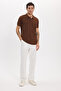 Men's Slim Fit Slim Fit Cotton Soft Texture Breathable Fabric Anti-Curling Collar Brown Polo Collar t - 2