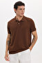 Men's Slim Fit Slim Fit Cotton Soft Texture Breathable Fabric Anti-Curling Collar Brown Polo Collar t