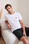 White-Black Regular Cut Cactus Printed Cotton Knitted Pajama Set Tmnss26Pt00057 - 3