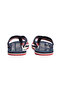 Men's Logo Printed Comfortable Sole Flip-Flops Navy Blue Slippers - 3