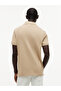 Men's Woven Polo Collar Short Sleeve Casual Beige T-Shirt - 3