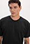 Men's Boxy Fit Loose Cut 100% Cotton Crew Neck Black T-Shirt - 5