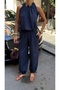 Women's Linen Textured Beaded Detailed Blouse and Pants Set - 5
