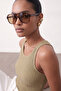 Women's Pool Collar Ribbed Thin Cotton Knitwear Undershirt Tan 23S1015 - 3