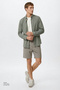 Men's Khaki Cotton Standard Fit Regular Cut Tie-Waist Side Pocket Sports Knitted Shorts - 5